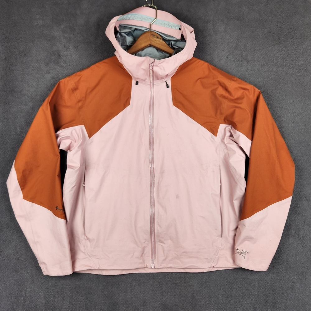 Arc'teryx Coelle Shell Jacket Womens XL Pink Orange Gore-Tex Hooded Rain Coat